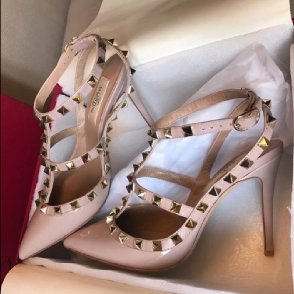 NWT -Authentic Valentino whipstitch trim high heel size 7.5/37.5
